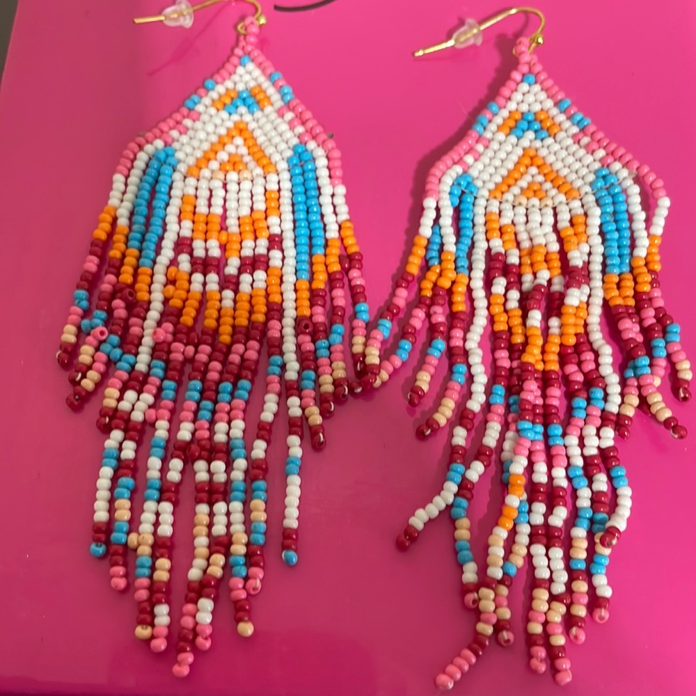 🎉💕Jillian Multicolor Beaded Fringe Earrings